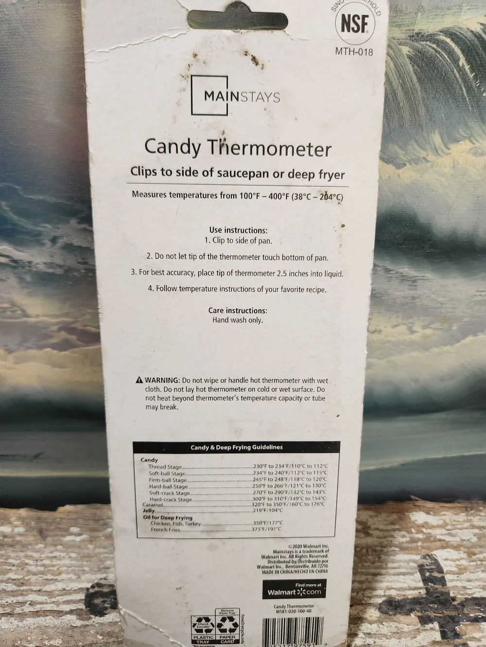 Mainstays Yellow Candy Thermometer - Accurate Candy & Deep Frying Readings
